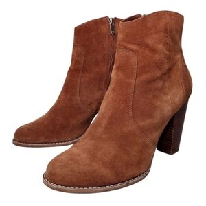 Joie Dalton Brown Suede Zipper Stacked Heel Ankle Booties Sz 11